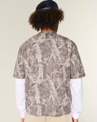 Camiseta de camuflaje de corte cuadrado y peso pesado