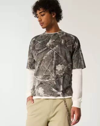 Camiseta de camuflaje de corte pesado y corte cuadrado Camiseta de camuflaje de corte pesado y corte cuadrado