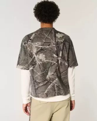 Camiseta de camuflaje de corte pesado y corte cuadrado Camiseta de camuflaje de corte pesado y corte cuadrado