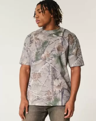 Camiseta de camuflaje de peso pesado y corte cuadrado