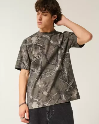 Camiseta de camuflaje de peso pesado y corte cuadrado