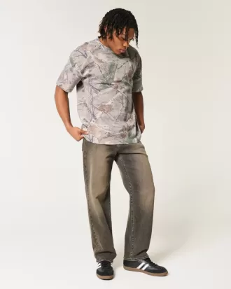 Camiseta de camuflaje de peso pesado y corte cuadrado