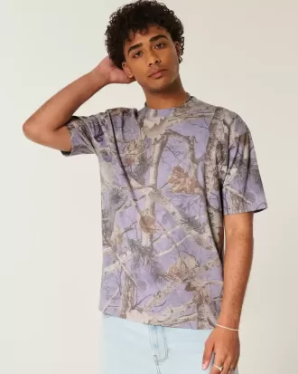 Camiseta de camuflaje de peso pesado y corte cuadrado