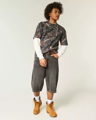 Camiseta de camuflaje de peso pesado y corte cuadrado