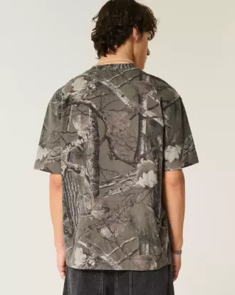 Camiseta de camuflaje de peso pesado y corte cuadrado