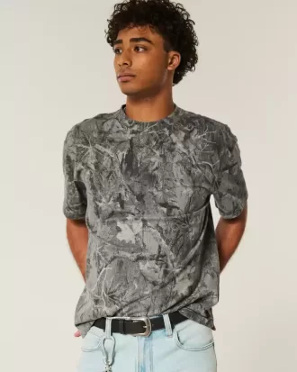 Camiseta de camuflaje de peso pesado y corte cuadrado