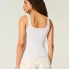 Camiseta de cuello cuadrado con botones acanalados