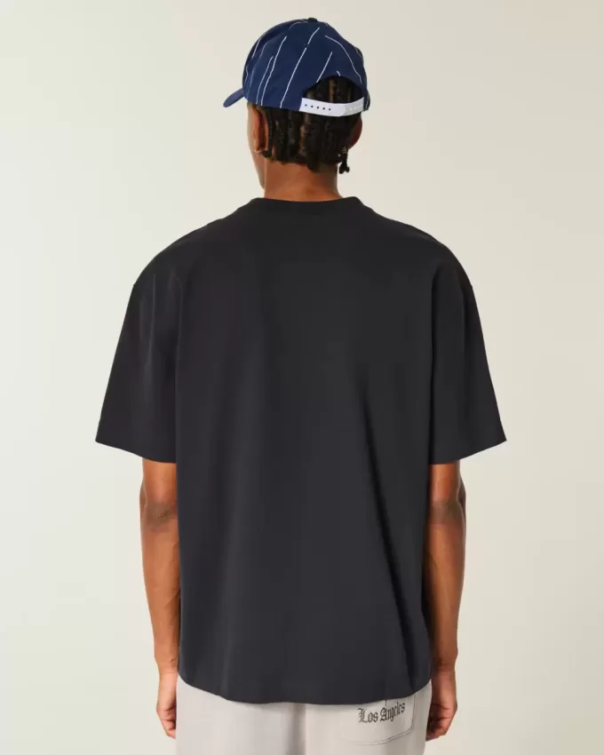 Camiseta de cuello redondo con adornos de estrellas y peso pesado de estilo cuadrado Camiseta de cuello redondo con adornos de estrellas y peso pesado de estilo cuadrado