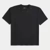 Camiseta de cuello redondo con adornos de estrellas y peso pesado de estilo cuadrado Camiseta de cuello redondo con adornos de estrellas y peso pesado de estilo cuadrado