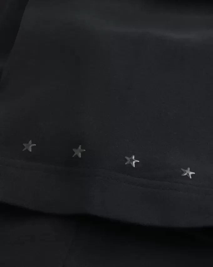 Camiseta de cuello redondo con adornos de estrellas y peso pesado de estilo cuadrado Camiseta de cuello redondo con adornos de estrellas y peso pesado de estilo cuadrado