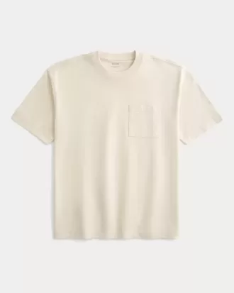 Camiseta de cuello redondo con bolsillo y peso pesado