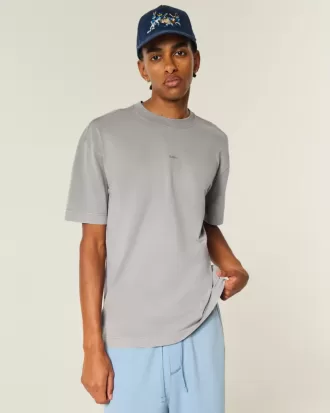 Camiseta de cuello redondo con logotipo de peso pesado y caja