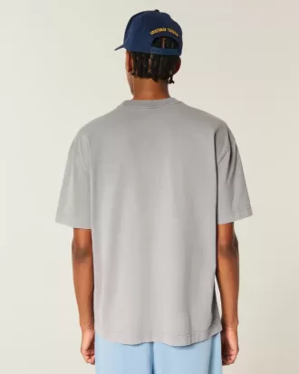 Camiseta de cuello redondo con logotipo de peso pesado y caja