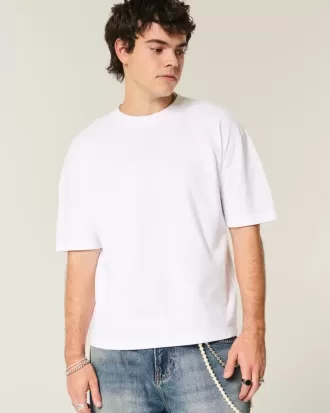 Camiseta de cuello redondo de corte cuadrado y peso pesado
