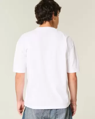 Camiseta de cuello redondo de corte cuadrado y peso pesado