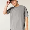 Camiseta de cuello redondo de peso pesado lavada y cuadrada Camiseta de cuello redondo de peso pesado lavada y cuadrada