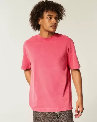 Camiseta de cuello redondo de peso pesado lavada y cuadrada