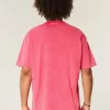 Camiseta de cuello redondo de peso pesado lavada y cuadrada