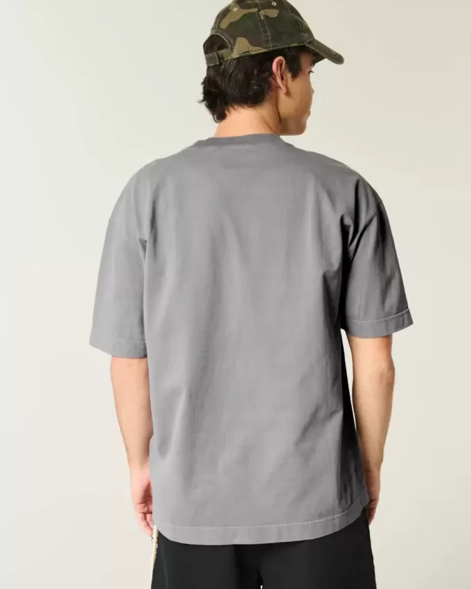 Camiseta de cuello redondo de peso pesado lavada y cuadrada Camiseta de cuello redondo de peso pesado lavada y cuadrada