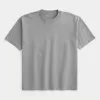 Camiseta de cuello redondo de peso pesado lavada y cuadrada Camiseta de cuello redondo de peso pesado lavada y cuadrada