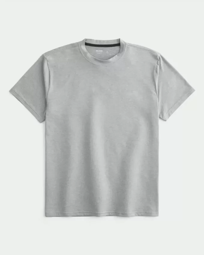 Camiseta de cuello redondo elástica y relajada