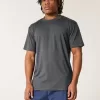 Camiseta de cuello redondo elástica y relajada