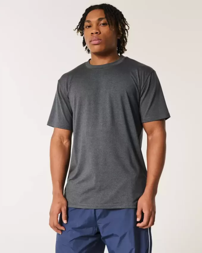 Camiseta de cuello redondo elástica y relajada