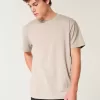Camiseta de cuello redondo elástica y relajada
