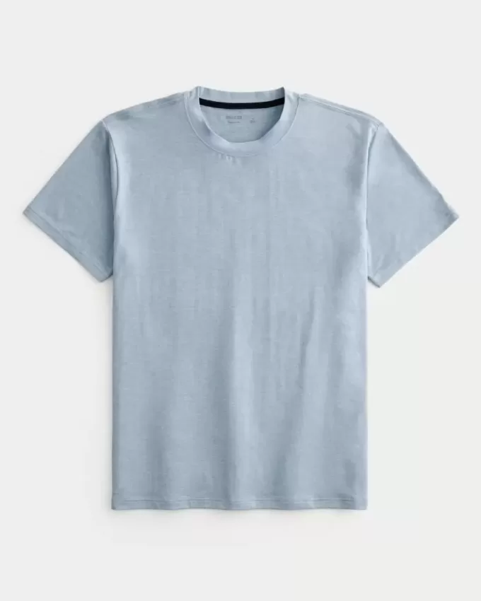 Camiseta de cuello redondo elástica y relajada