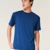 Camiseta de cuello redondo elástica y relajada