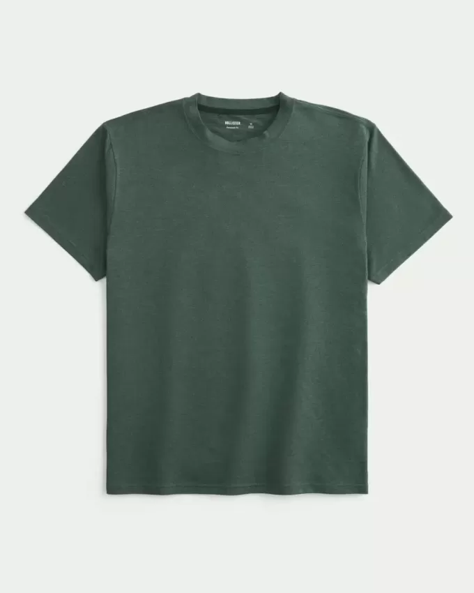 Camiseta de cuello redondo elástica y relajada Camiseta de cuello redondo elástica y relajada