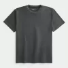 Camiseta de cuello redondo elástica y relajada