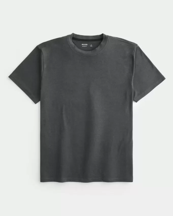 Camiseta de cuello redondo elástica y relajada