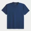 Camiseta de cuello redondo elástica y relajada
