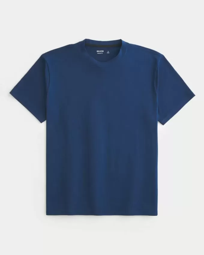 Camiseta de cuello redondo elástica y relajada