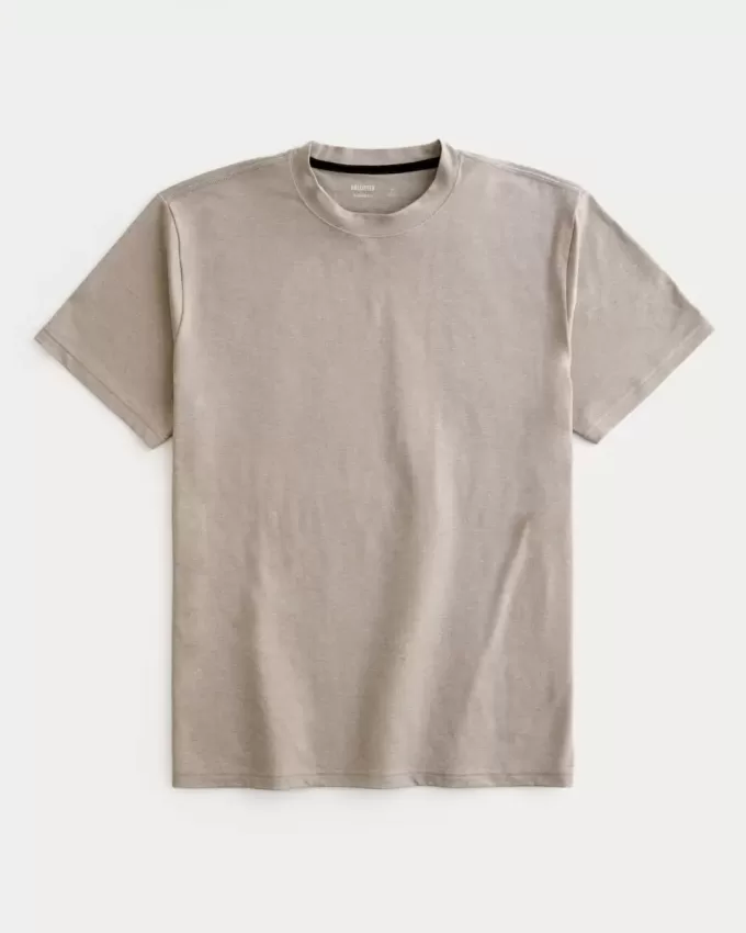Camiseta de cuello redondo elástica y relajada