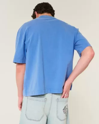 Camiseta de cuello redondo lavada, de corte cuadrado y peso pesado