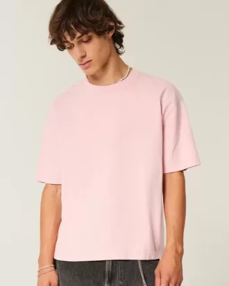 Camiseta de cuello redondo lavada de peso pesado y corte cuadrado