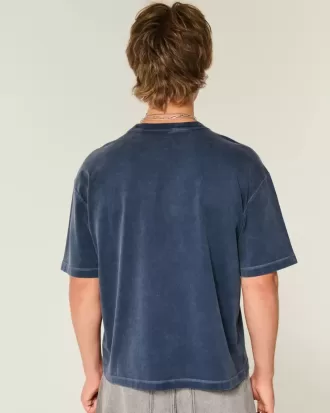 Camiseta de cuello redondo lavada de peso pesado y corte cuadrado