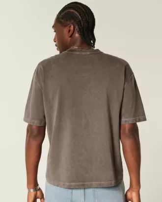 Camiseta de cuello redondo lavada de peso pesado y corte cuadrado Camiseta de cuello redondo lavada de peso pesado y corte cuadrado