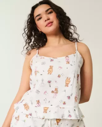 Camiseta de dormir de seersucker con volantes