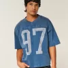 Camiseta de fútbol universitaria holgada y pesada con gráfico Camiseta de fútbol universitaria holgada y pesada con gráfico