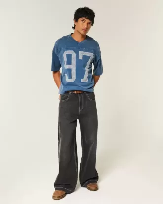Camiseta de fútbol universitaria holgada y pesada con gráfico