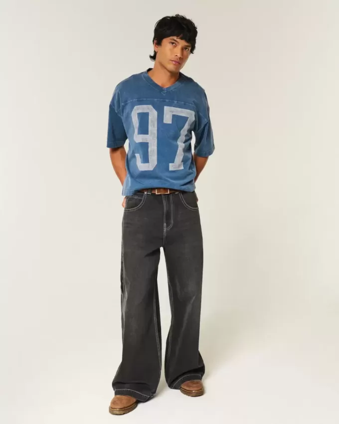 Camiseta de fútbol universitaria holgada y pesada con gráfico Camiseta de fútbol universitaria holgada y pesada con gráfico