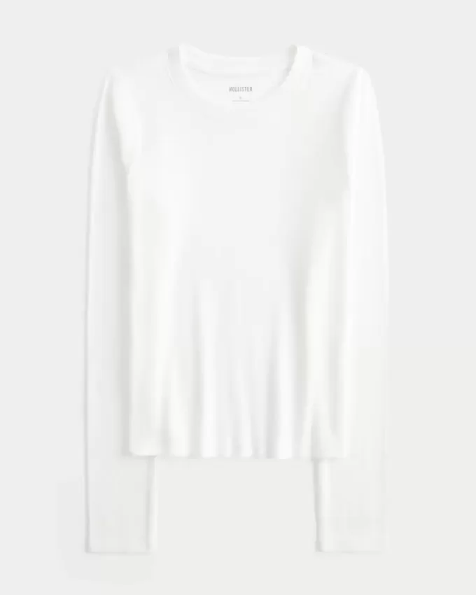 Camiseta de manga larga con cuello redondo Camiseta de manga larga con cuello redondo