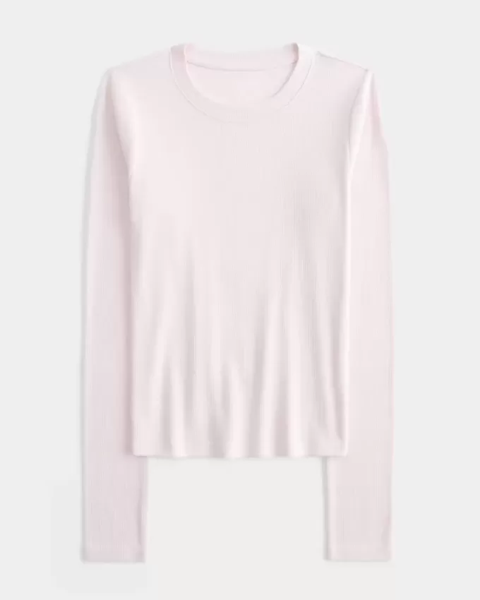 Camiseta de manga larga con cuello redondo Camiseta de manga larga con cuello redondo