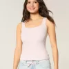 Camiseta de tirantes de cuello cuadrado y tejido acanalado sin costuras