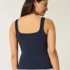 Camiseta de tirantes de cuello cuadrado y tejido acanalado sin costuras