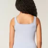 Camiseta de tirantes de cuello cuadrado y tejido acanalado sin costuras