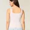 Camiseta de tirantes de cuello cuadrado y tejido acanalado sin costuras